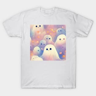 Watercolor kawaii ghosts pattern T-Shirt